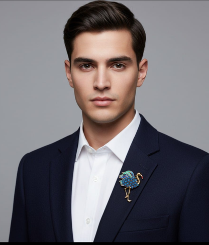Elegant Blue Swan Brooch