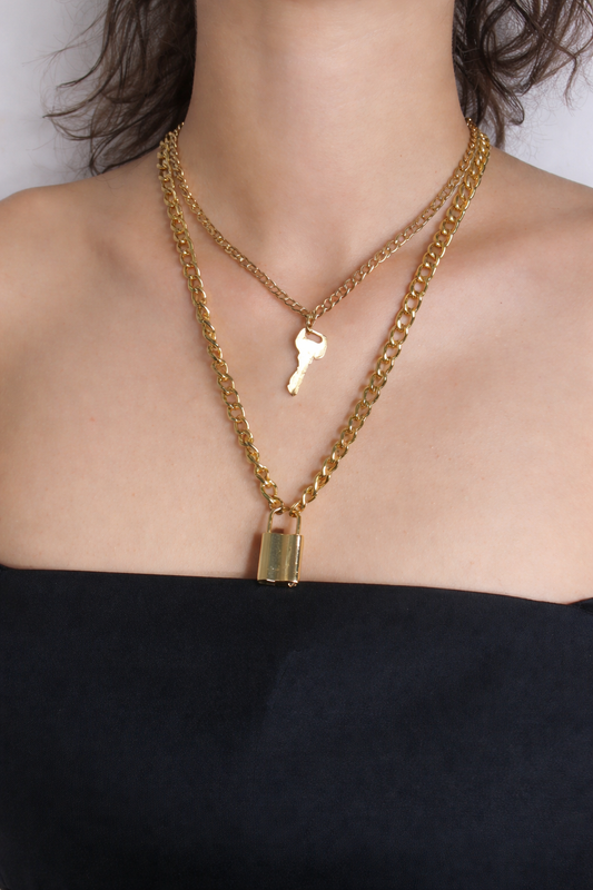 Lock & Key Layered Chain Necklace