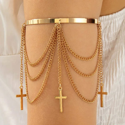 Gold-Tone Multi-Chain Cross Armlet