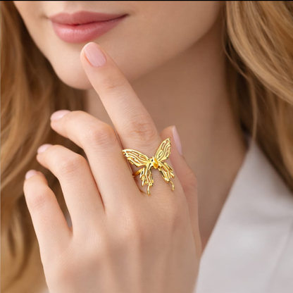 Golden Flutter Butterfly Ring