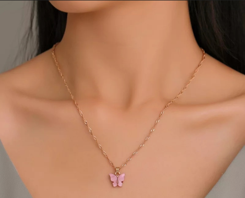 Pastel Butterfly Pendant Necklace