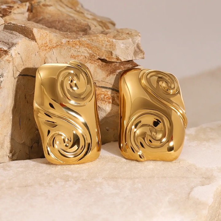 Swirl Statement Stud Earrings – Elegant Sculptural Earrings for Women