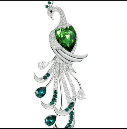 Elegant Peacock Crystal Brooch