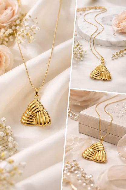 Elegant Gold-Tone Triangular Pendant Necklace