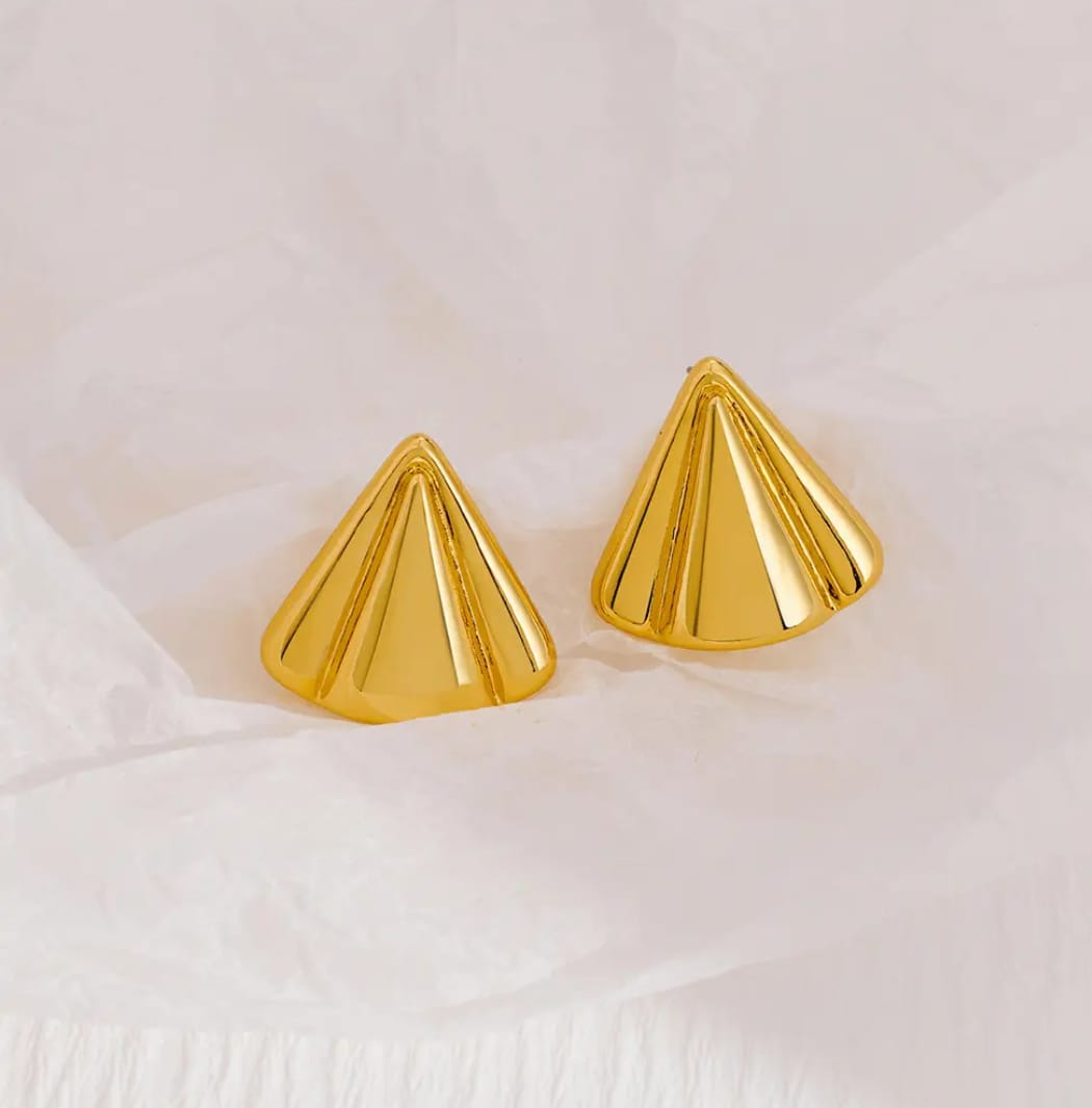 Golden Pyramid Studd Earrings
