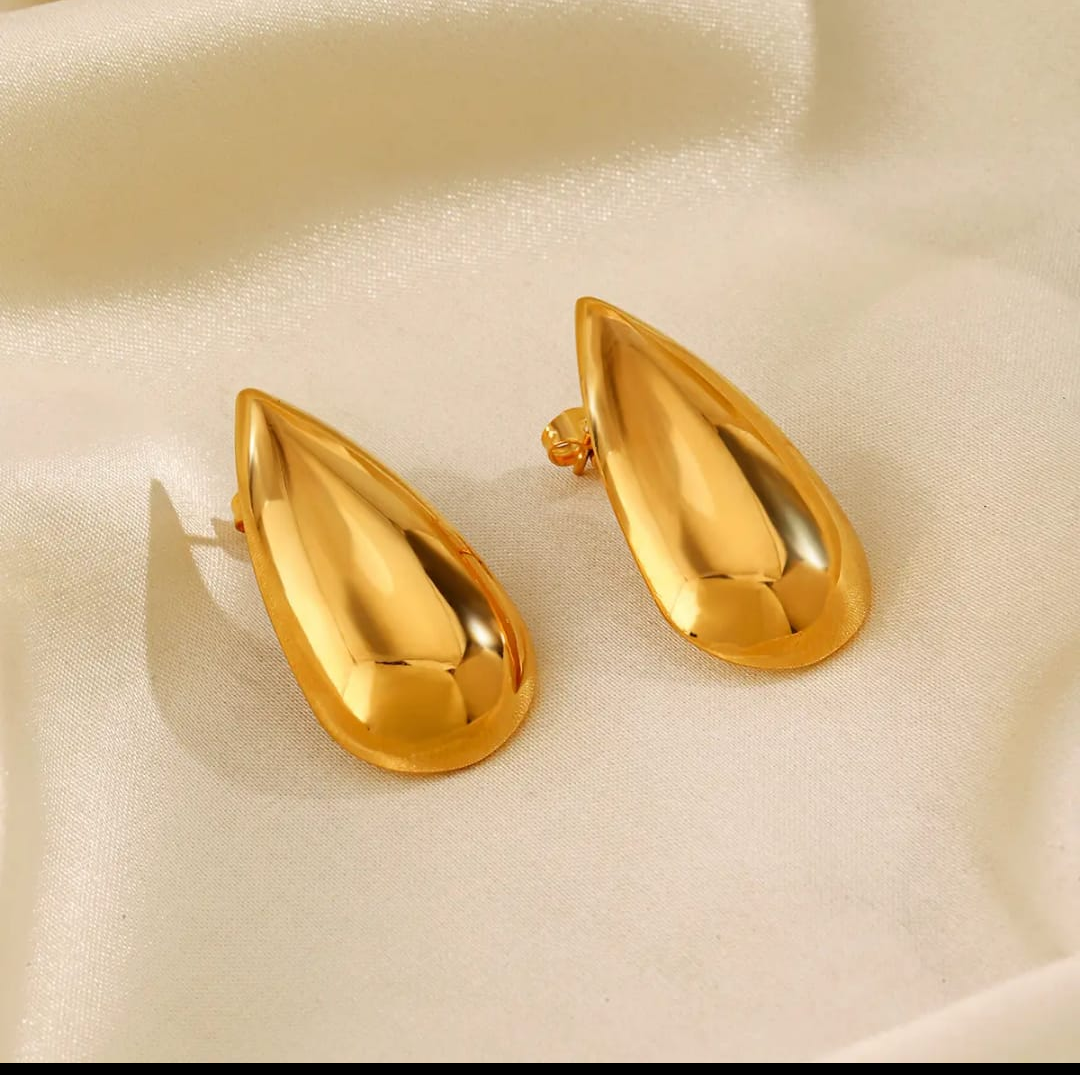 Gold Teardrop Statement Earrings