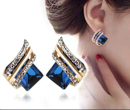 Crystal Square Gem Stud Earrings – Luxe Statement Sparkle