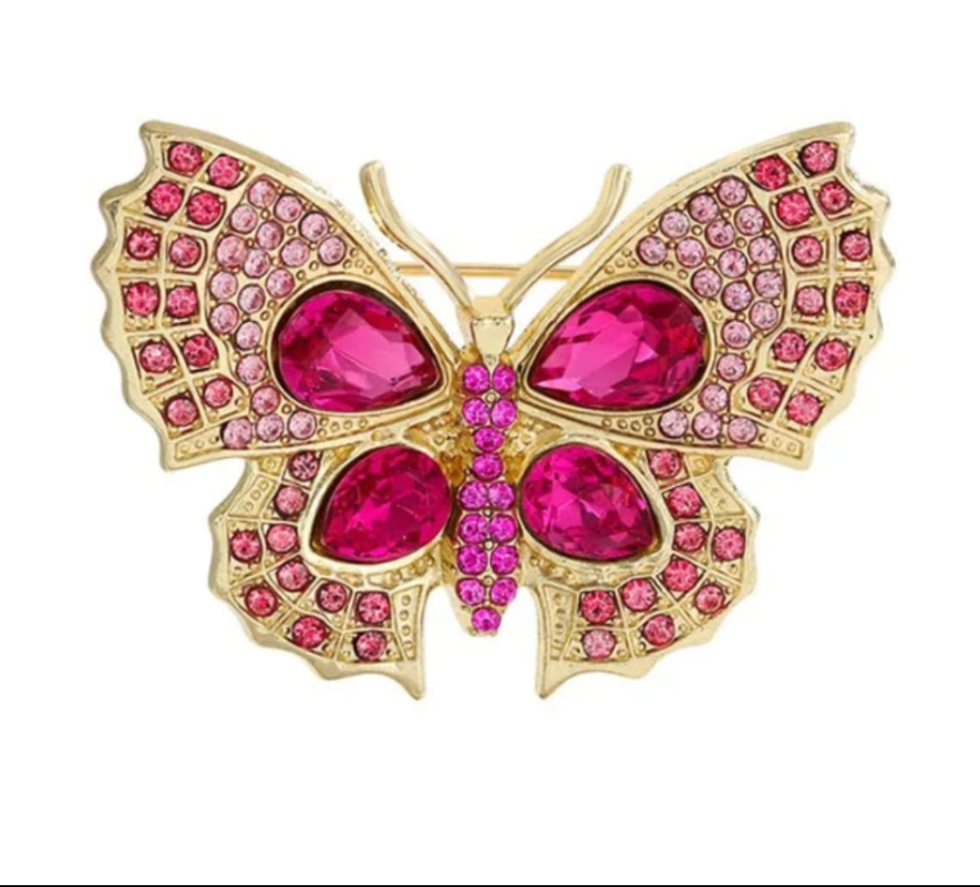 Ruby Glow Butterfly Statement Brooch