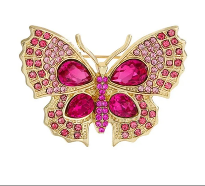 Ruby Glow Butterfly Statement Brooch
