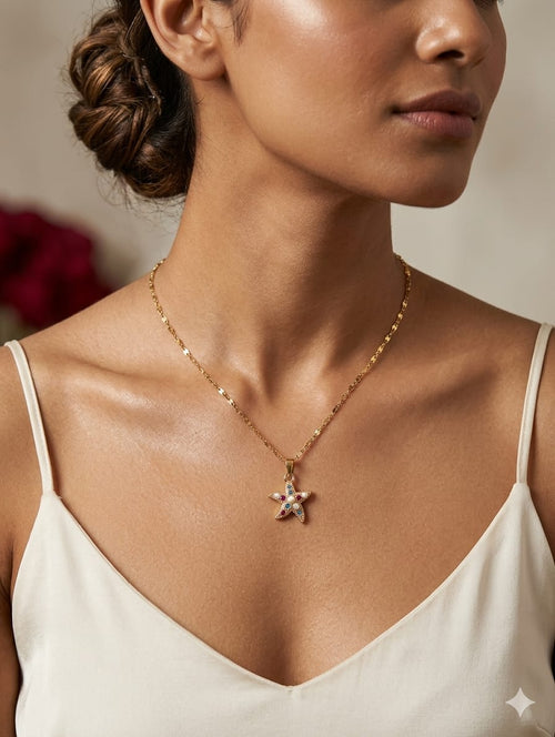 Starfish Pendant Necklace – Gold-Tone Ocean Jewellery