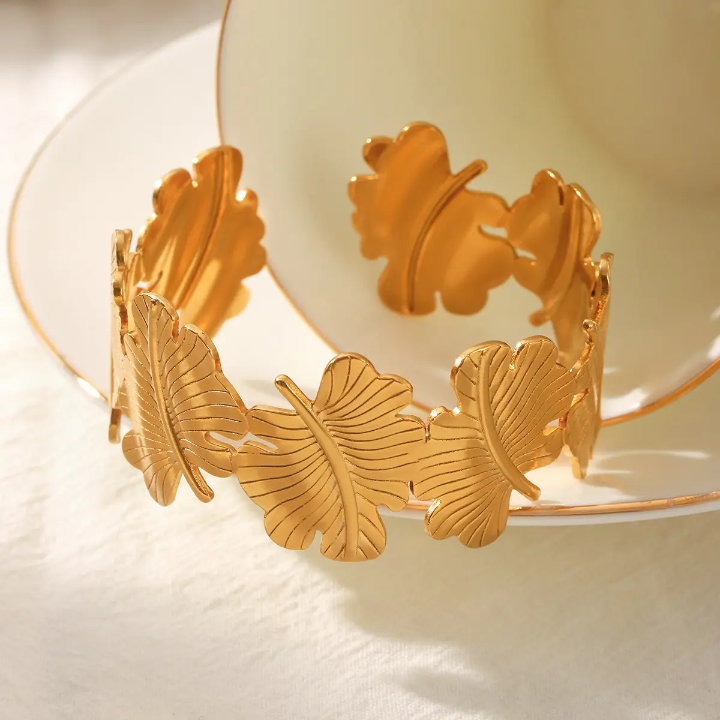 Gold Butterfly Cuff Bracelet – Elegant Butterfly Statement Bangle