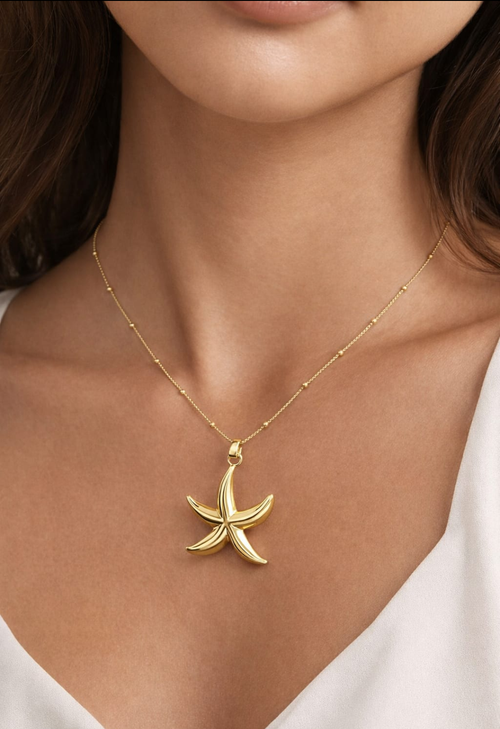 Gold Starfish Pendant Necklace