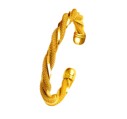 SET OF 2 Textured Helix Twist Open Bangle