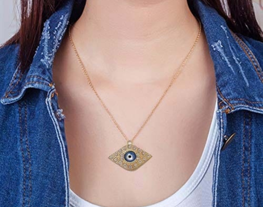 Golden Guardian Evil Eye Pendant Necklace