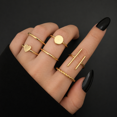 Minimalist Gold Tone 6-Piece Ring Set