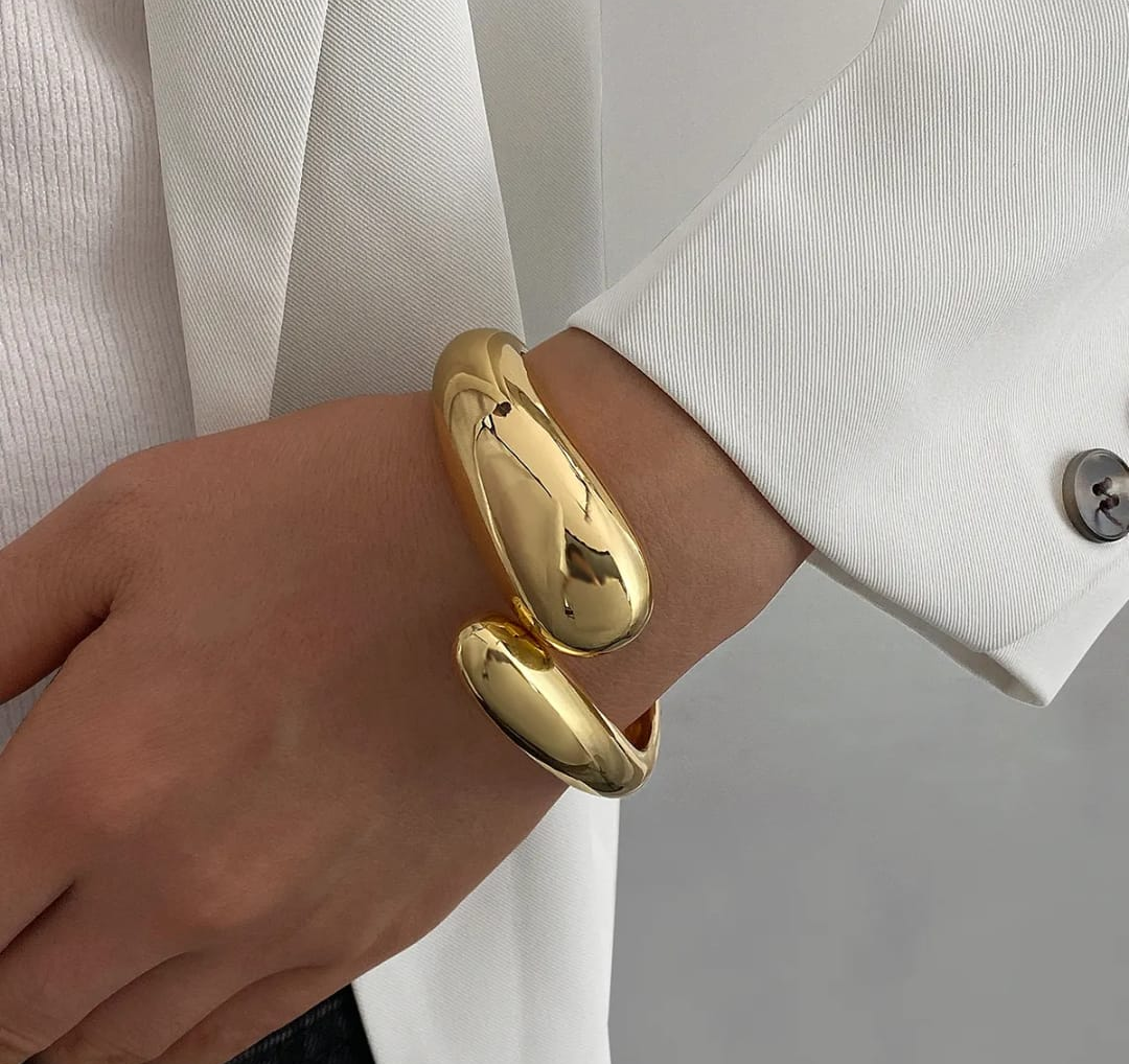 Sculptural Statement Gold Cuff