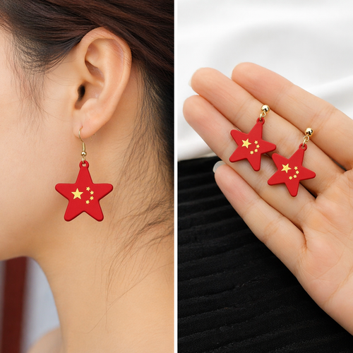 Red Star Statement Earrings – Bold & Trendy
