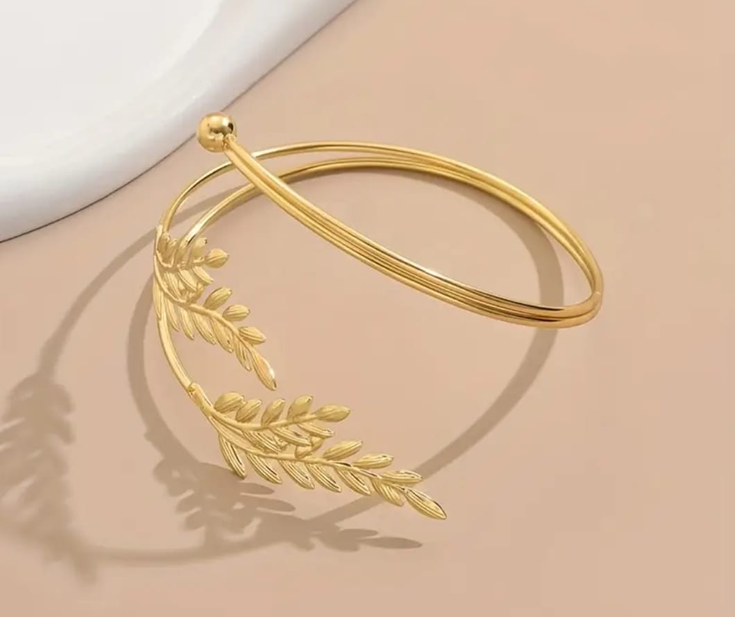 Gold Laurel Leaf Adjustable Arm Cuff Bracelet