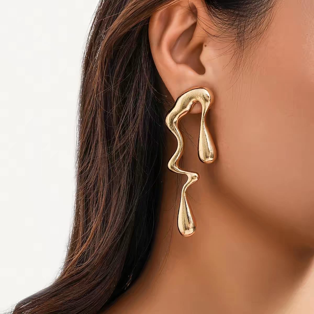 Gold Abstract Drop Earrings