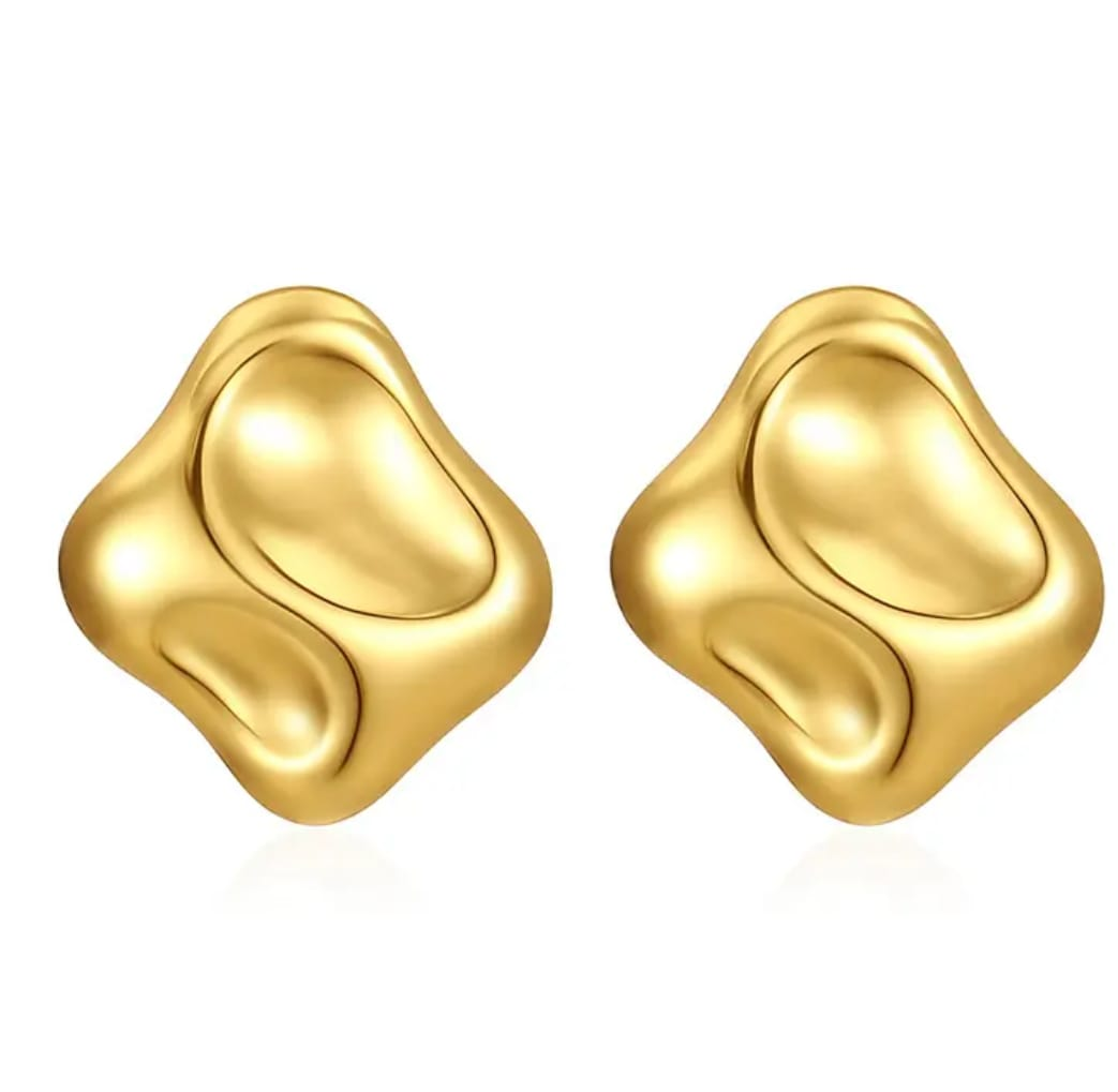 Gold Abstract Sculptural Studd Earrings