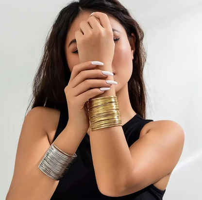 Textured Wire Wrap Gold Cuff Bracelet