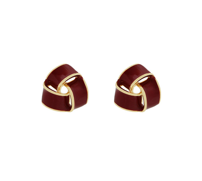 Elegant Burgundy Knot Stud Earring