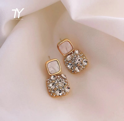 Elegant Square Crystal Drop Earrings