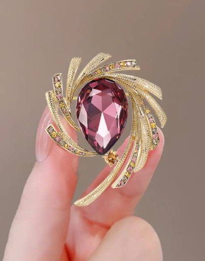 Elegant Swirl Pearl Crystal Brooch