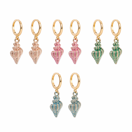 Colorful Shell Charm Hoop Earrings