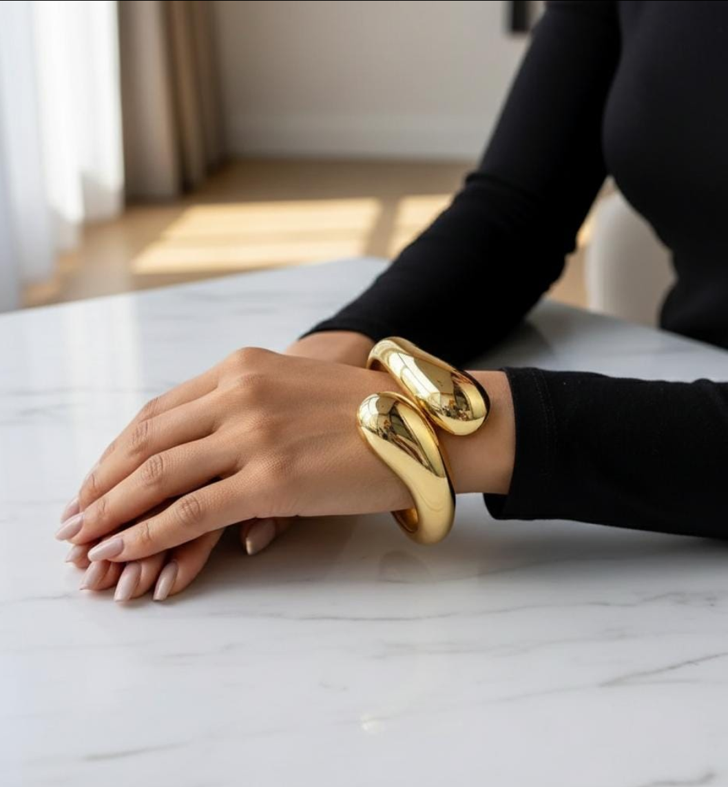 Sculptural Statement Gold Cuff