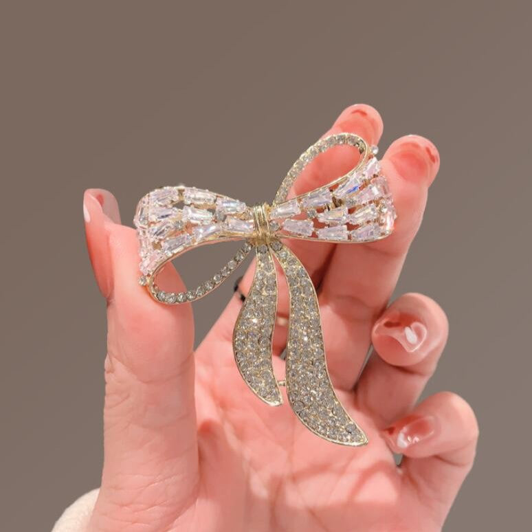 Crystal Bow Brooch