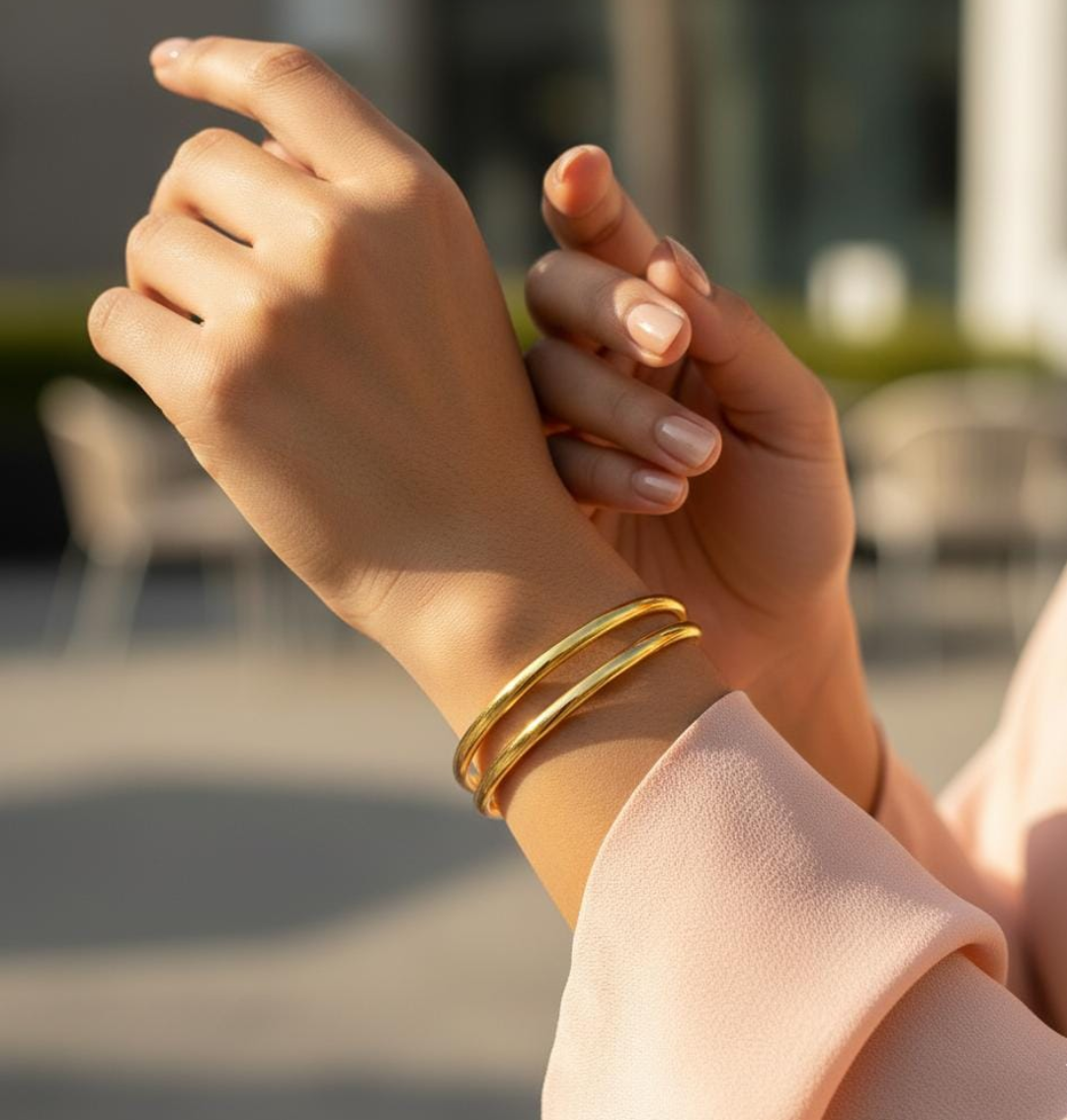 Minimal Double Band Gold Cuff Bracelet