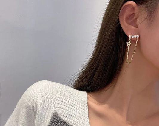 Star Charm Double Chain Earrings