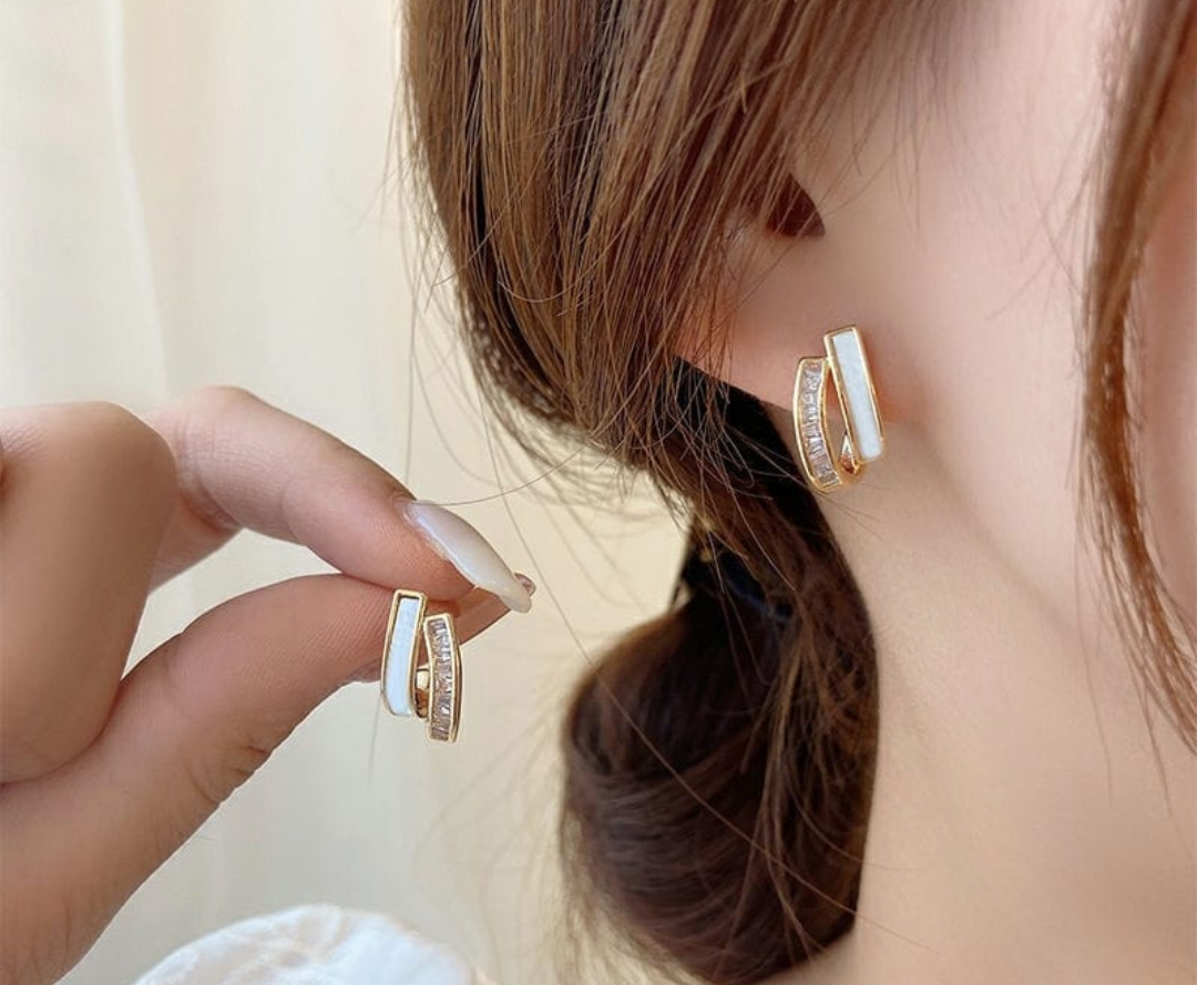 Modern Twist Crystal Accent Earrings