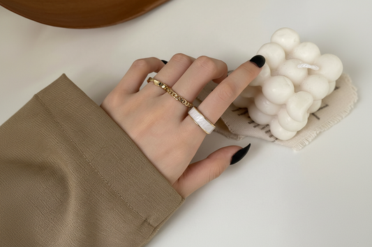 Elegant Gold & Pearl Ring Set ✨