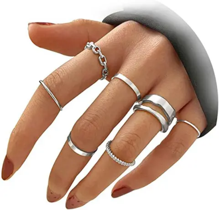 Minimalist Gold-Tone Stacking Rings Set – Dainty Layered Fashion Rings