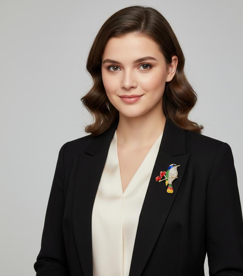 Colorful Crystal Bird Brooch
