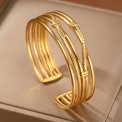 Golden Multi-Layer Cuff Bracelet