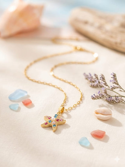 Starfish Pendant Necklace – Gold-Tone Ocean Jewellery