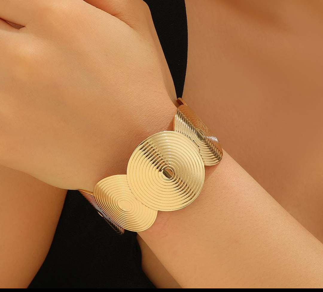 Concentric Disc Gold Statement Cuff