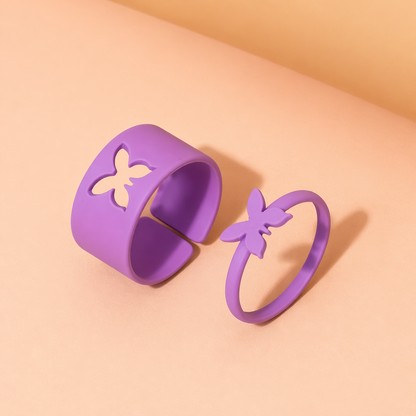 Colorful Butterfly Ring Set (2 Pieces)