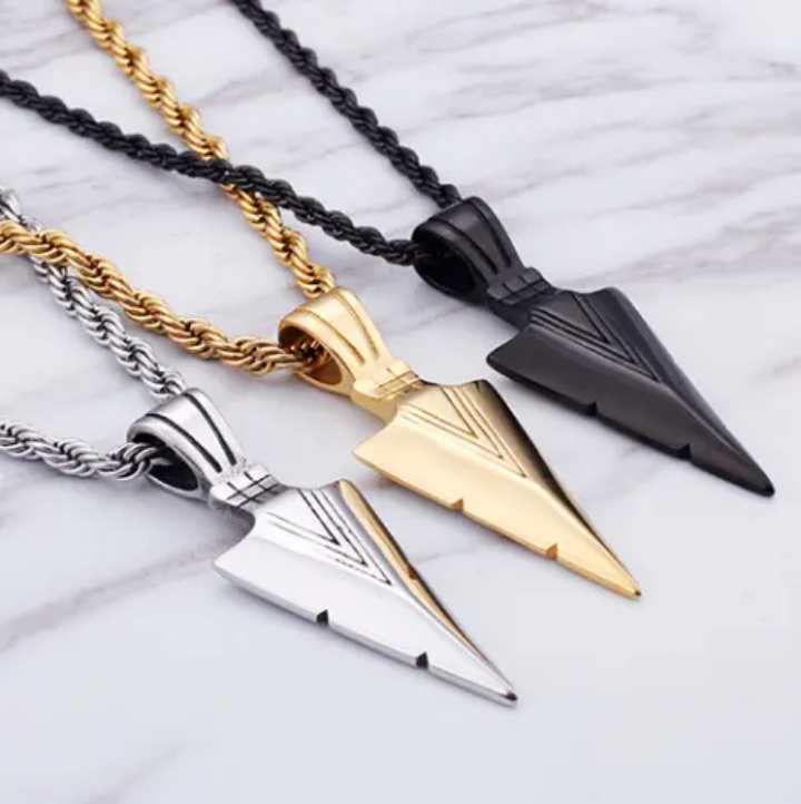 Arrowhead Pendant Necklace for Men – Geometric Statement Chain
