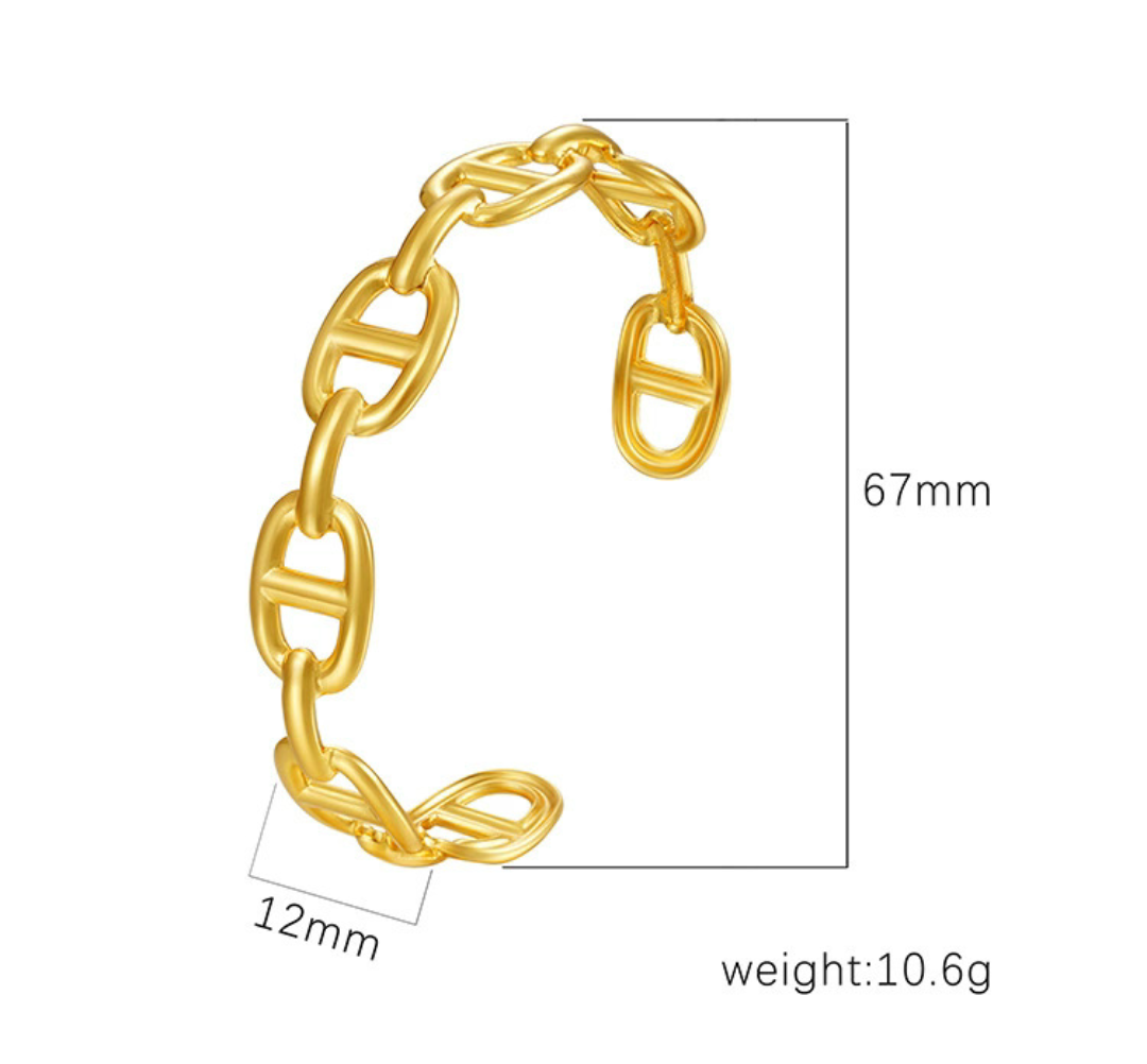 Gold Link Chain Cuff Bracelet