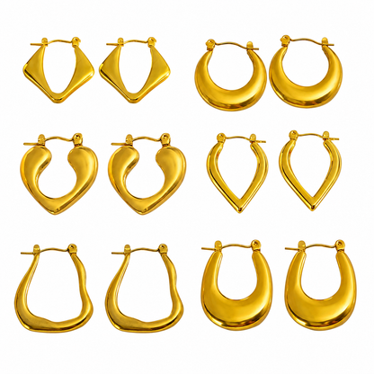 Gold Geometric Hoop Earrings – Trendy Minimalist Statement Earrings for Women