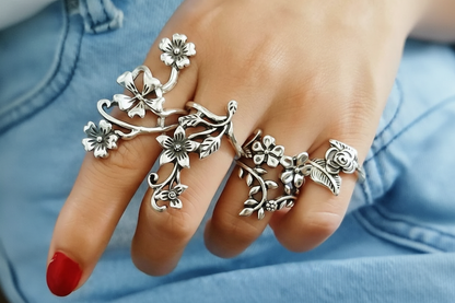 Vintage Floral Vine Ring Set (4-Piece)