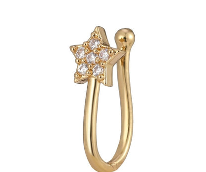 Gold Star Nose Ring with Gemstone Detailing