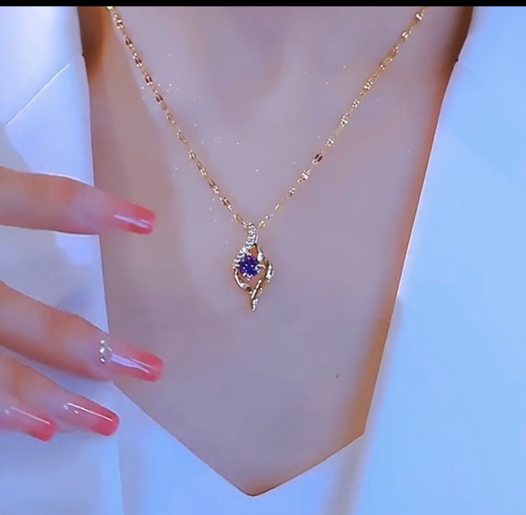 Blush Flame Crystal Pendant Necklace