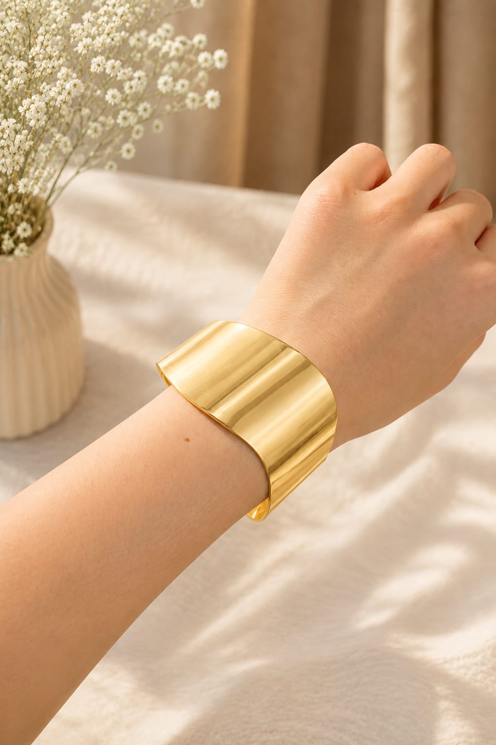 Golden Wide Cuff Bracelet