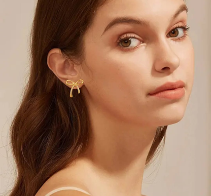 Petite Gold Bow Knot Stud Earrings – Minimal Chic Charm