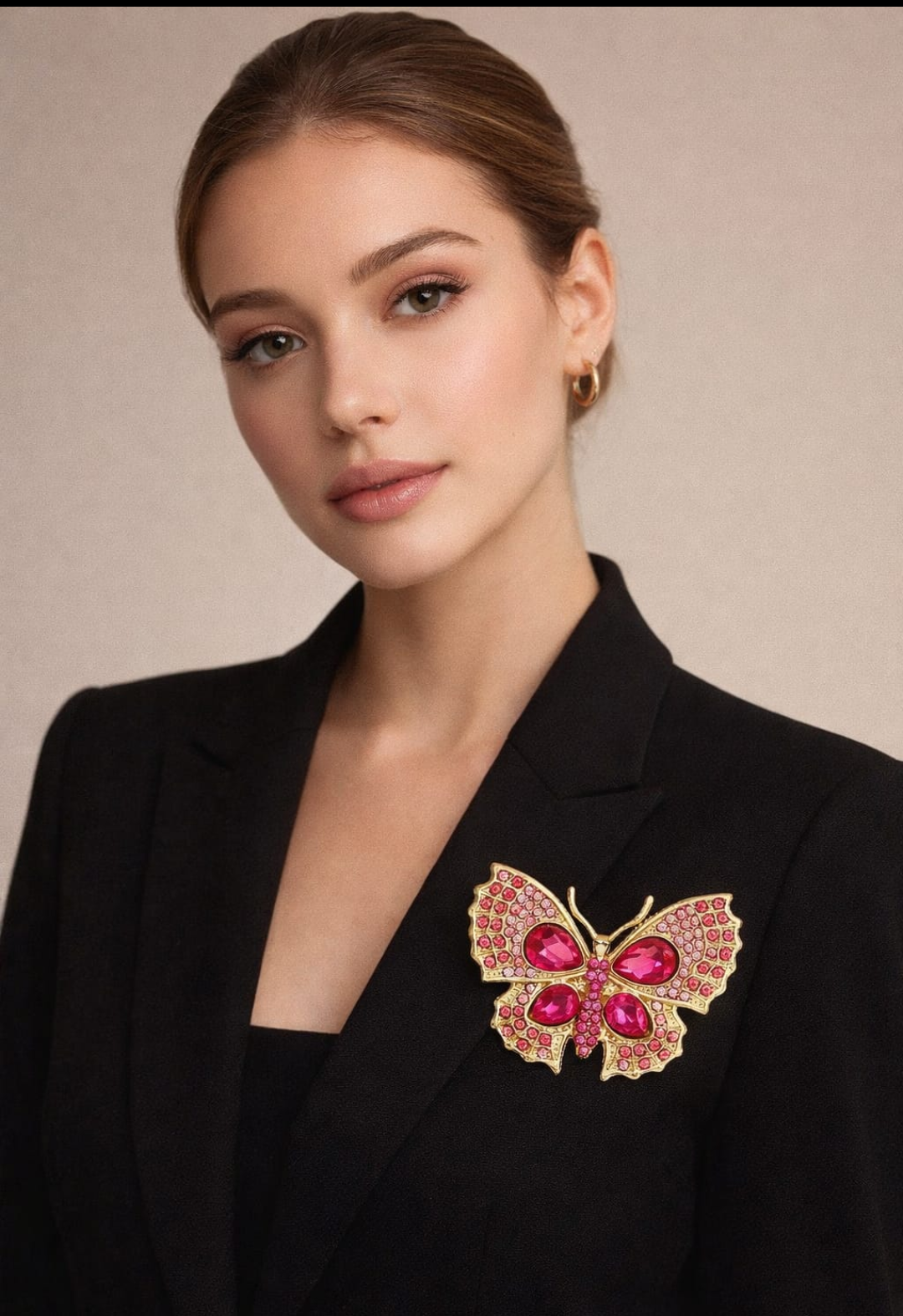 Ruby Glow Butterfly Statement Brooch